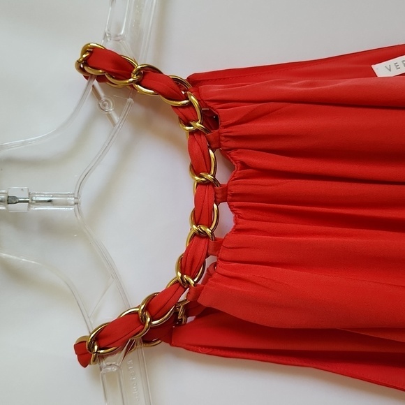 Veronica Beard 'Kalita' Chain-Halter Silk-Blend Mini-Dress, Watermelon - Picture 4 of 7